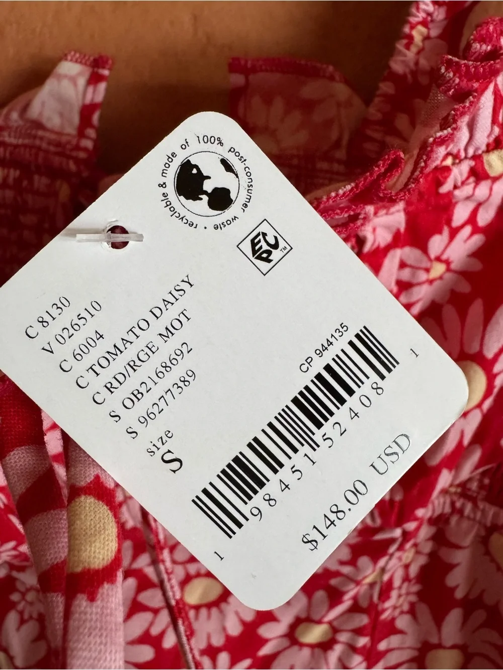 Free People Lucinda Tomato Daisy Floral Corset Dress NWT Size S $148